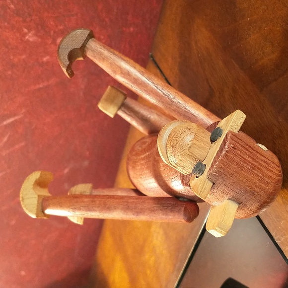 Rare - Antique - 50s-60s Viking Jointed Teak Wood Hand Made in Japan Monkey Toy - Picture 7 of 7